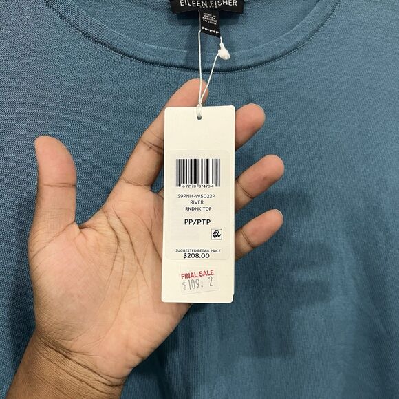 NWT Eileen Fisher Tencel Stretch Cropped Short Sleeve River Top Size 2/4P - Picture 3 of 6